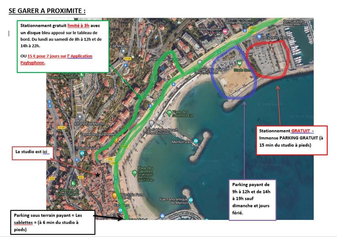 Charmant Studio Avec Coin Nuit - Vieille Ville Climatise Menton Exteriér fotografie